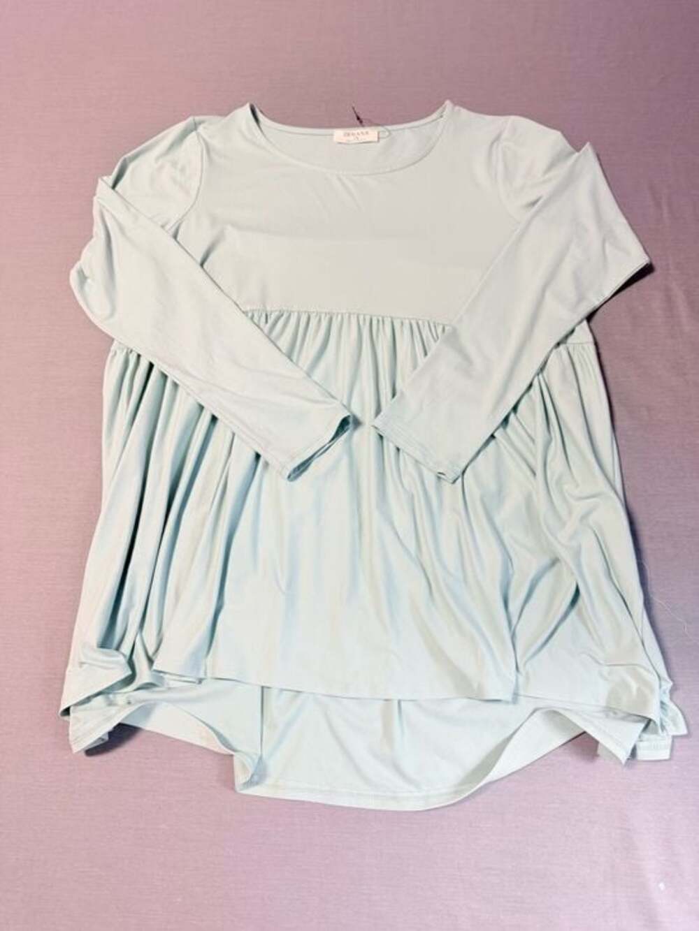 NWOT Zenana Long Sleeve Babydoll Empire Waist Hi-Low Hem Knit Tunic Top size 1X